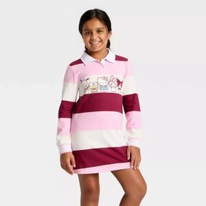 HELLO KITTY AND FRIENDS GIRLS STRIPED RUGBY DRESS Size L (10-12)